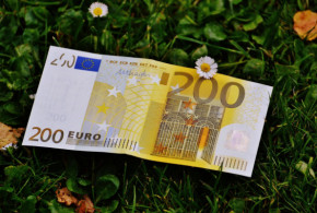banconota da 200 euro su prato fiorito