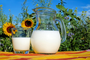 brocca del latte con bicchiere